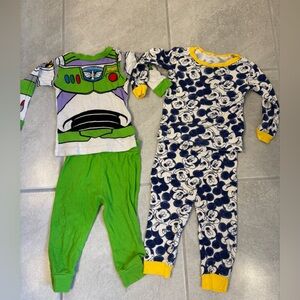 Disney Baby Buzz Lightyear Toy Story & Mickey face pajamas 12-18 months